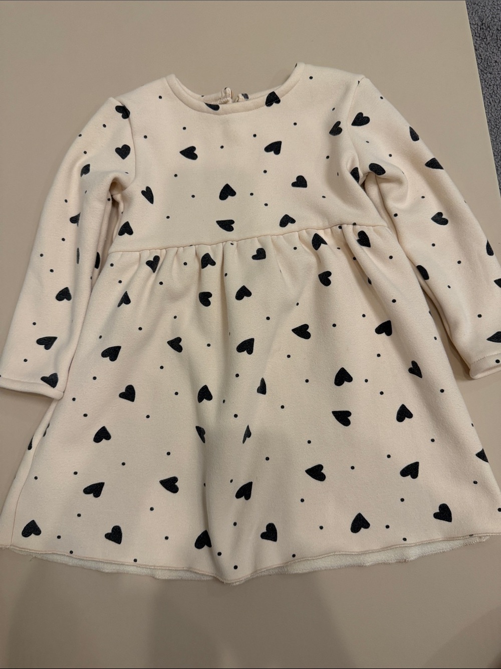 Zara Cream Dress with Black Heart Print